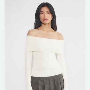 Aritzia Off-Shoulder Topaz White Sweater